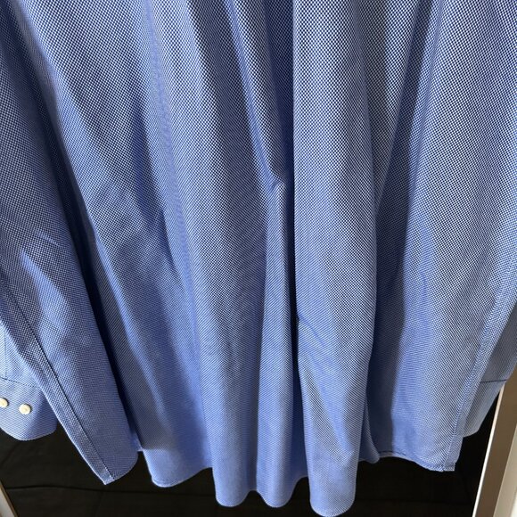 Peter Millar Nanoluxe Easy Care Long Sleeve Dress Shirt - Blue Patterned-XXL - Picture 12 of 12